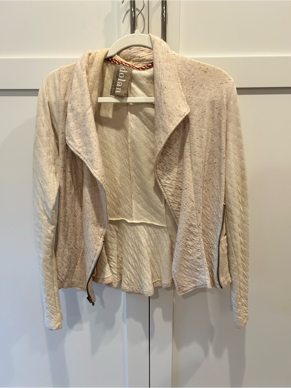 dolan Neutral Cream Open-Front Draped Jacket